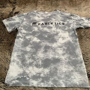 Fabletics gray white tie dye marbled logo print t-shirt Size S